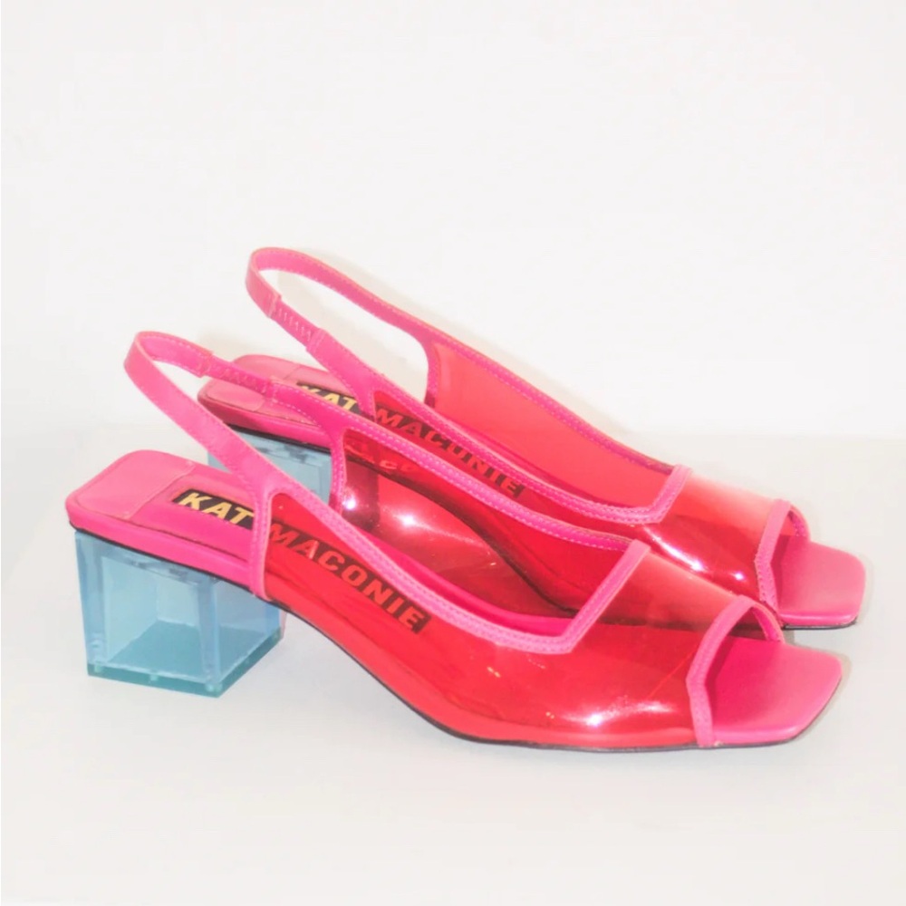 KAT MACONIE Pink and Blue Chunky Heel Sandals Sz.11 New without Box